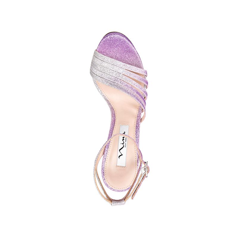 Nina Womens Silver 1" Platform Glitter Starla Round Toe Stiletto Sandals 8.5 M